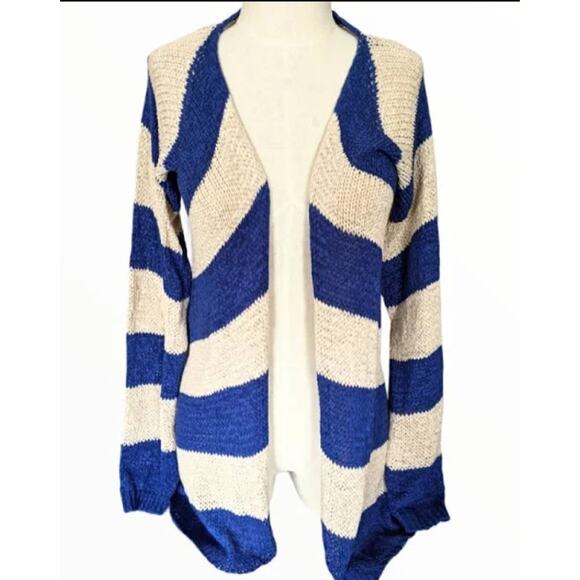 TCEC Crochet Stitch Fix Open Front Cardigan Roxanna NEW Size Small blue cream - Picture 1 of 5